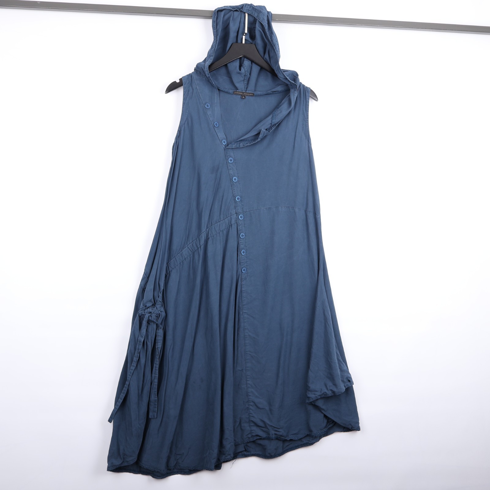 Lurdes Bergada 100% Tencel Hooded Sleeveless Button Up Asymmetric Dress Size L