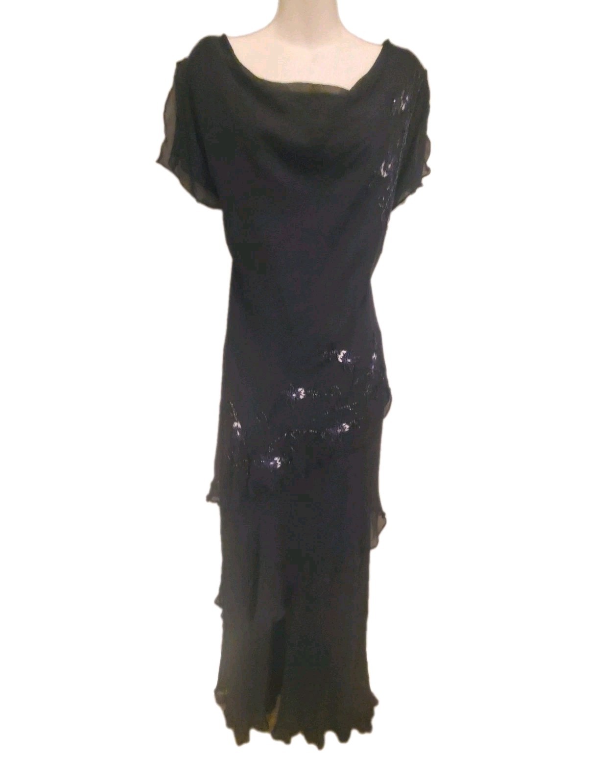 Scala Navy Blue Beaded Maxi Formal/Evening Gown. Size 14 Runs Small. Worn Once.
