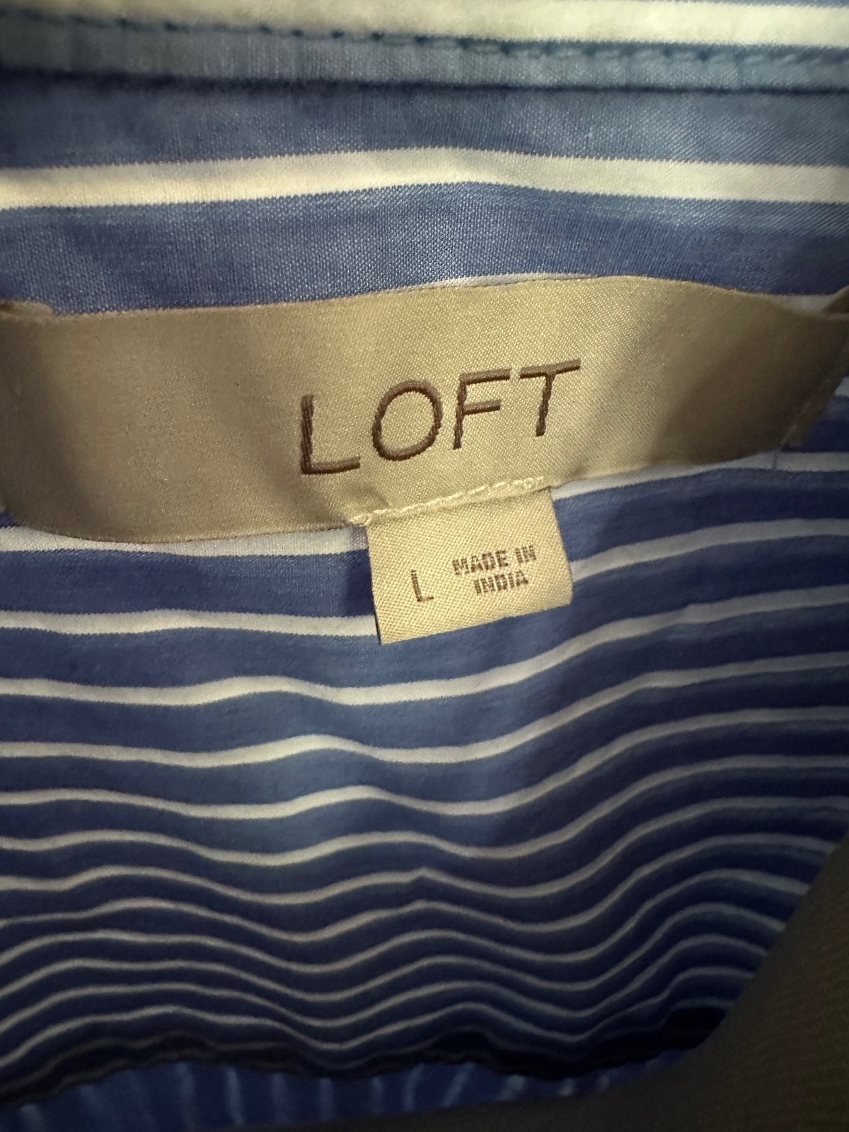 Striped Poplin Bubble Hem Mini Pocket Shirtdress Size L