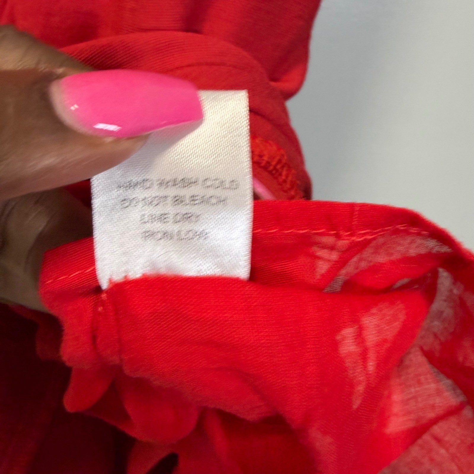 B.Original Red Tie Front Keyhole Midi Dress Ruffle Strap Button Womens M NWT