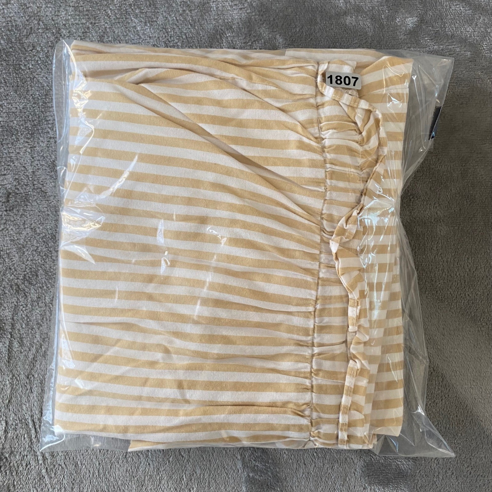 Line + Dot Midi Dress Womens M Tan White Striped Cotton Tie Waist Coastal Preppy