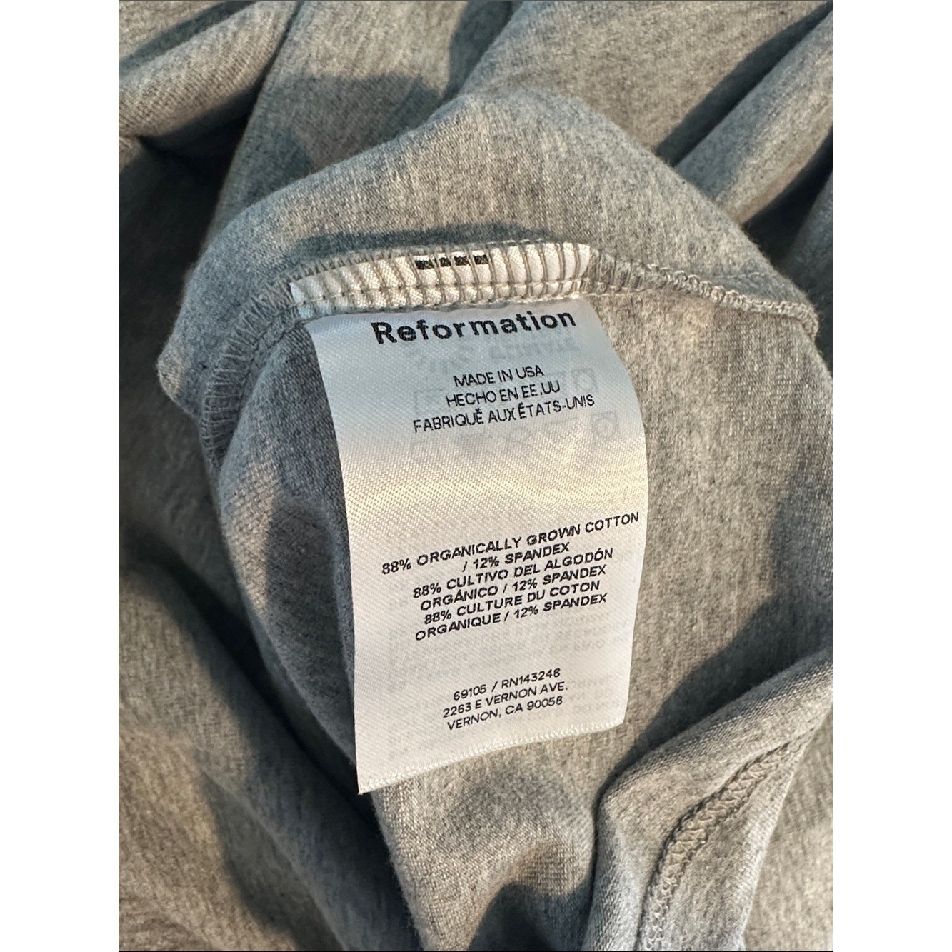 Reformation Bijou Grey Stretch Knit Racerback Midi Dress Minimalist Bodycon New!
