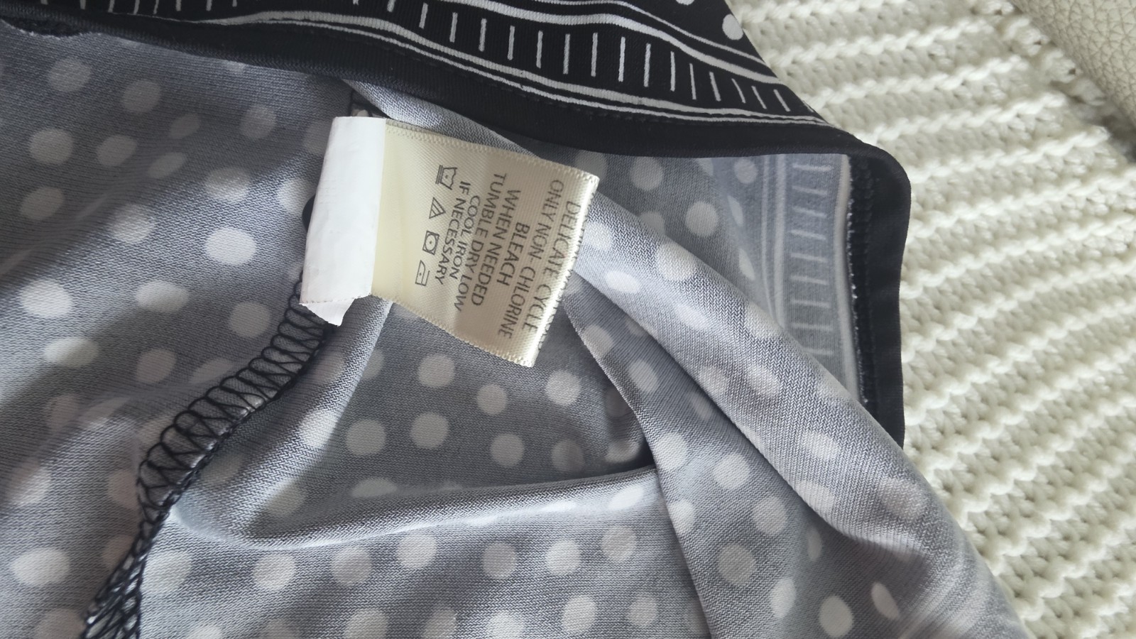 Max Studio Petite sleeveless stretch polka dot A-line dress MP with stripe trim
