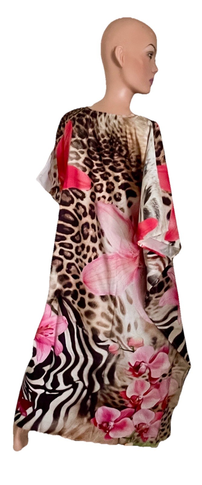 GYPSIE BLU NWT Leopard ZEBRA and TROPICAL FLORAL Digital Print CAFTAN Dress O/S