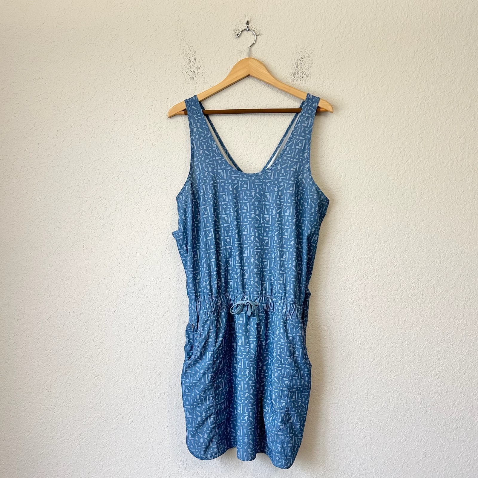 PATAGONIA Fleetwith Mini Dress Womens XL Pigeon Blue Elastic Waist Sports Golf