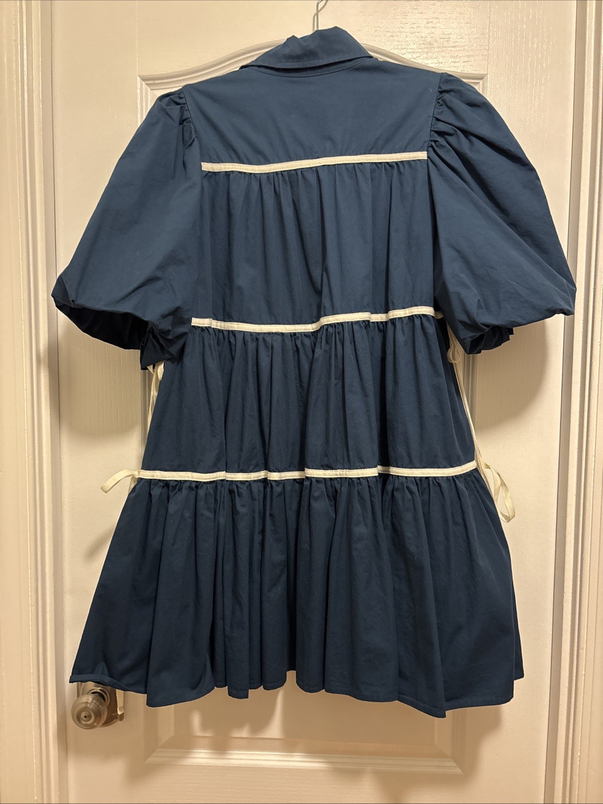 Sofie the Label Women’s Button Front Navy Mini Ruffled Dress Size M Used