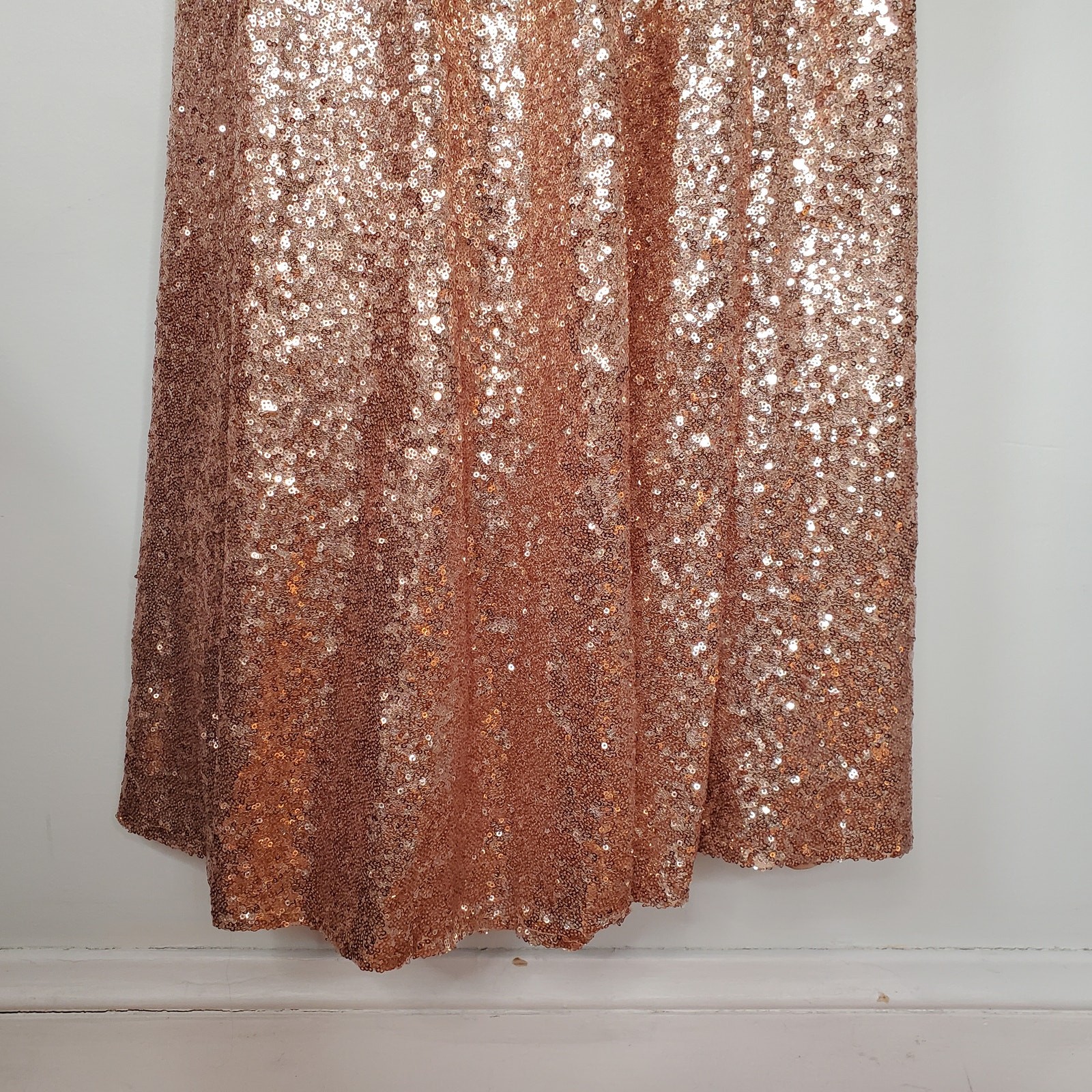 Watters Anzen 5300 Sequin Maxi Evening Dress Gown Rose Gold Wedding Size 10
