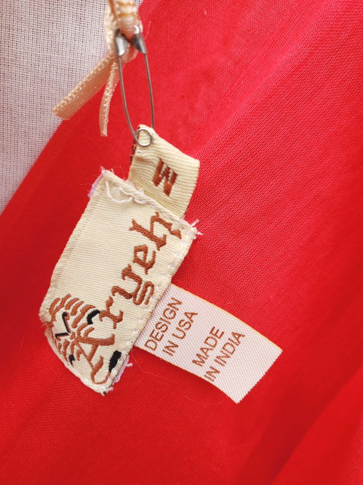 Aryeh Nordstrom, A-line sleeveless v-neck dress, RED, 100% cotton, Medium NWT