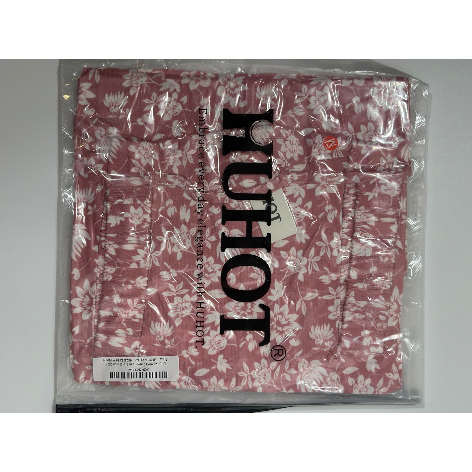 Pink White Floral Smocked Square Neck Mini Dress -HUHOT— Women’s Size M