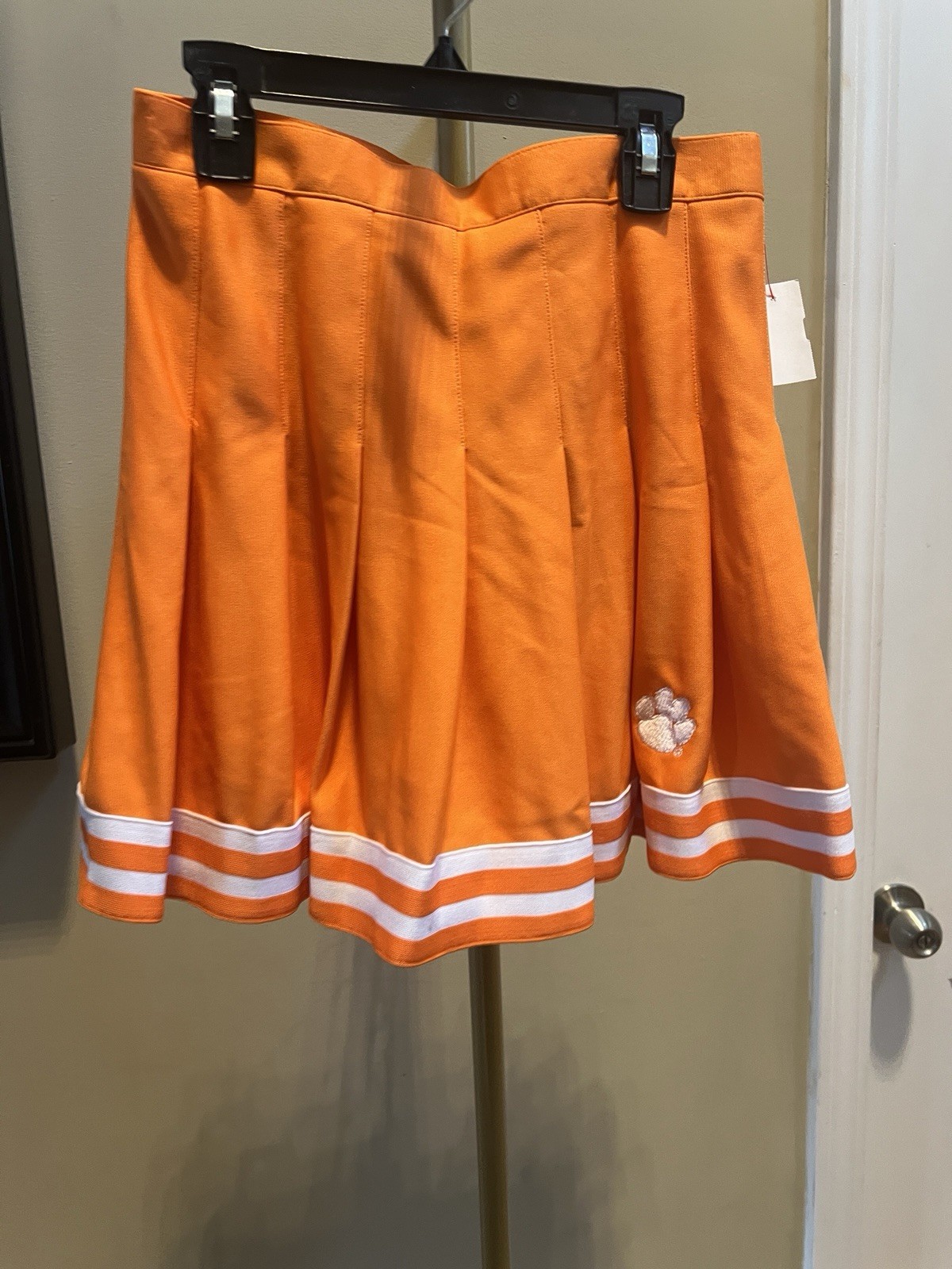 Clemson Pleated Orange/White Skirt Tiger Print Logo, Polyester