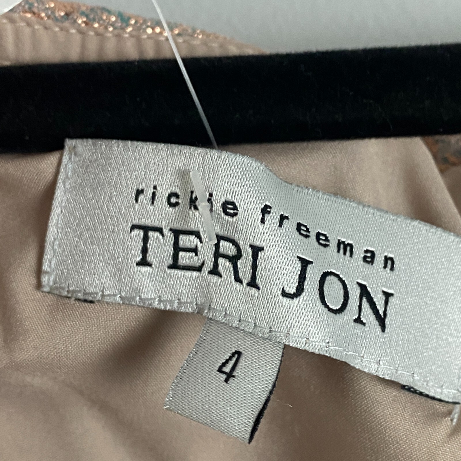 Teri Jon by Rickie Freeman Off Shoulder Gown Size 4 Rose Gold Metallic