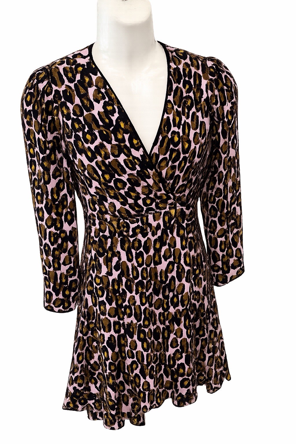 Diane von Furstenberg Leopard Print Wrap Dress – Size 2 – 100% Viscose