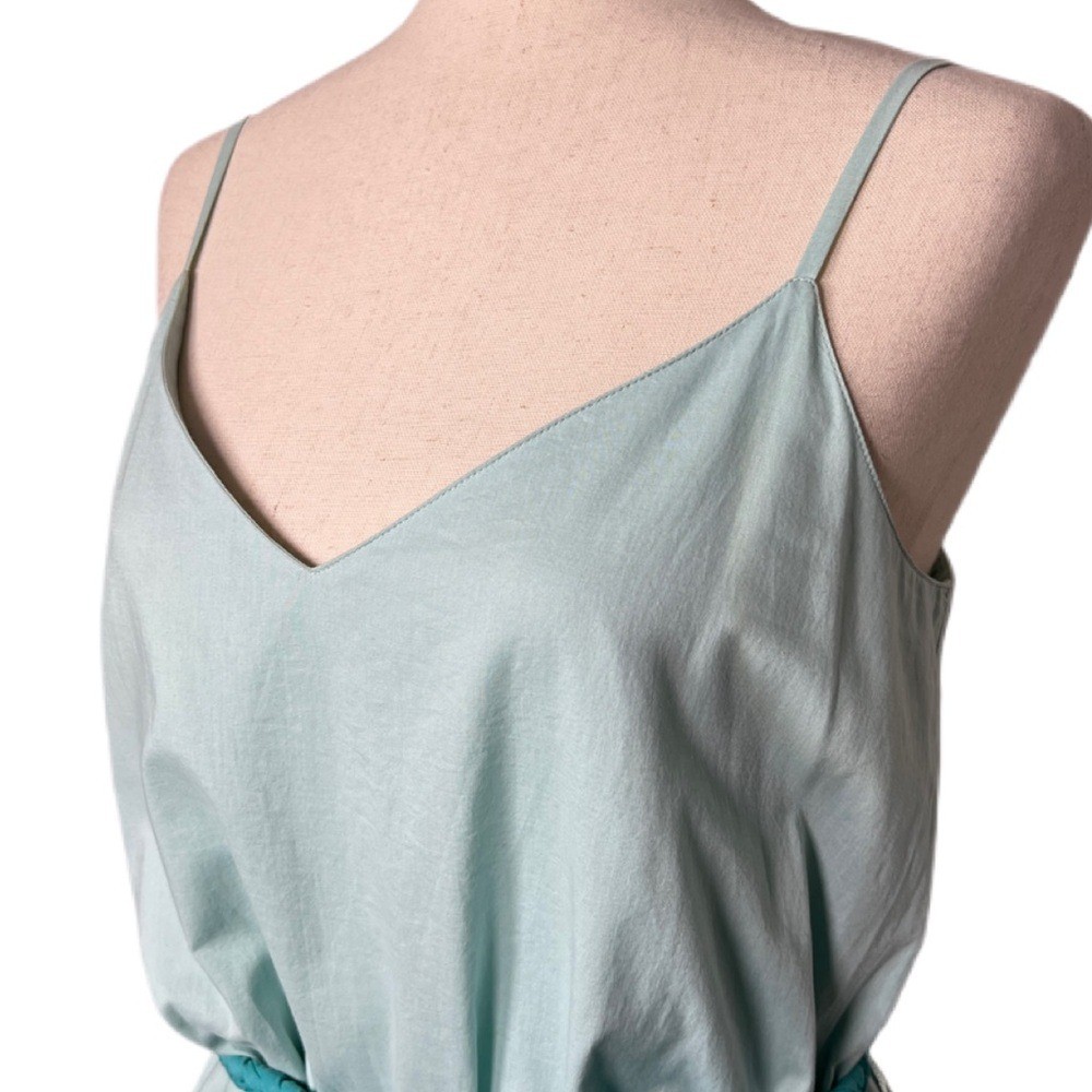 RHODE Women’s Size M Eggshell Blue Sleeveless Rope Tie Belt Pleated Mini Dress