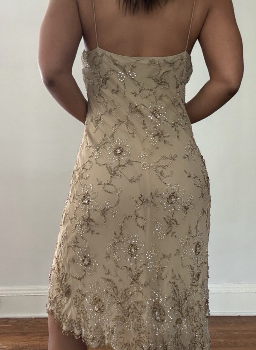 Ralph Lauren Collection Floral Silk Beaded Slip Dress Embellished Bias Vintage