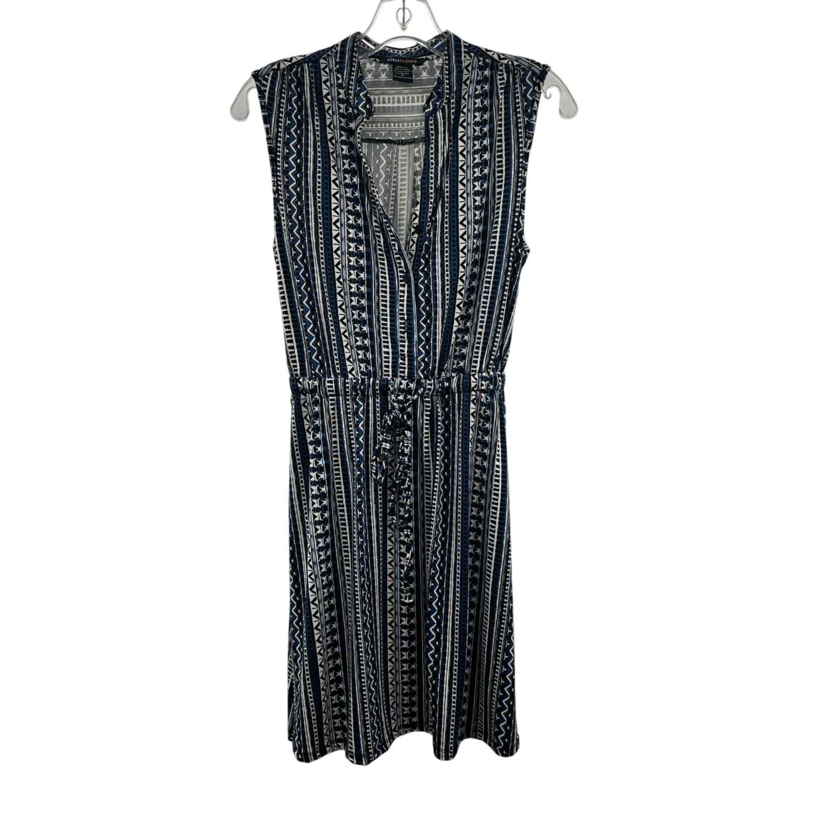 Robert Louis Women’s Sleeveless Cinched Waist Shift Dress Blue/Multi Size Small