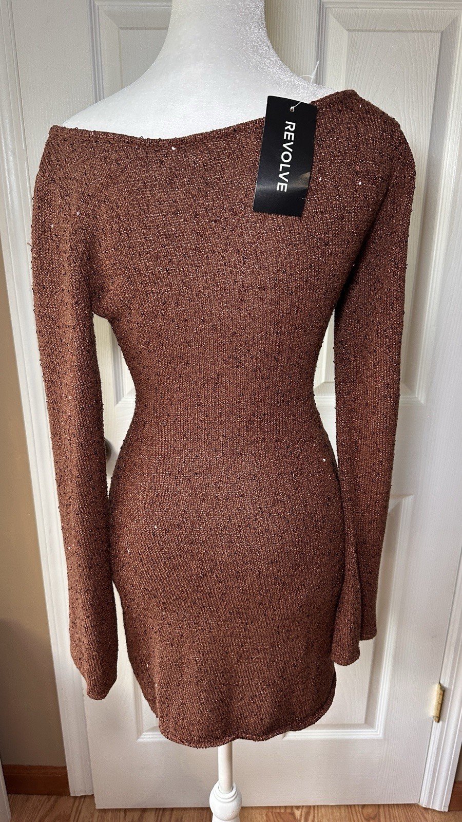 Asta Resort Maya Chocolate Sequin One Shoulder Mini Dress $270 Size XS