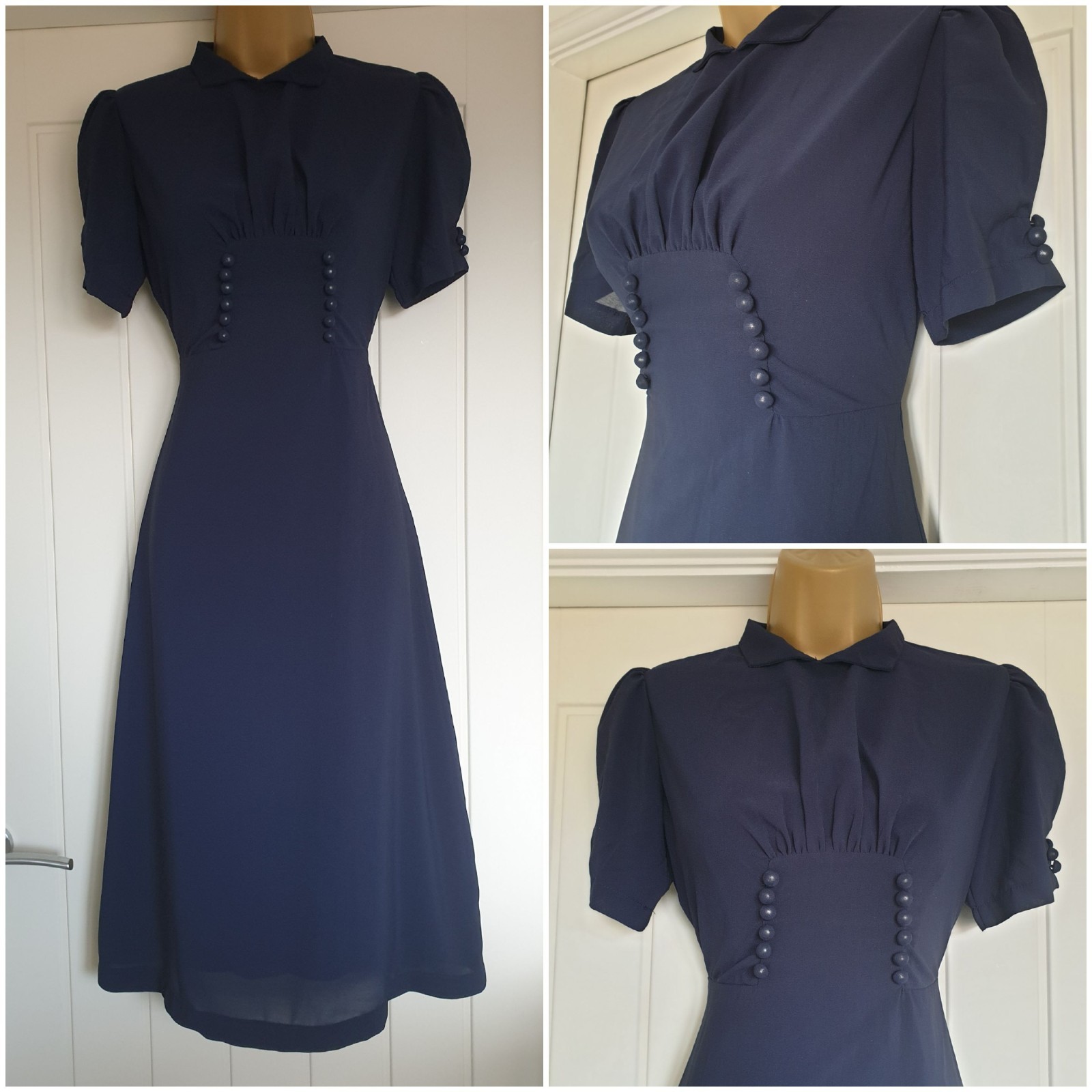 Lindy Bop Vintage 1940s 1950s Style Navy Blue Amelia Dress Size 18 TWINWOOD