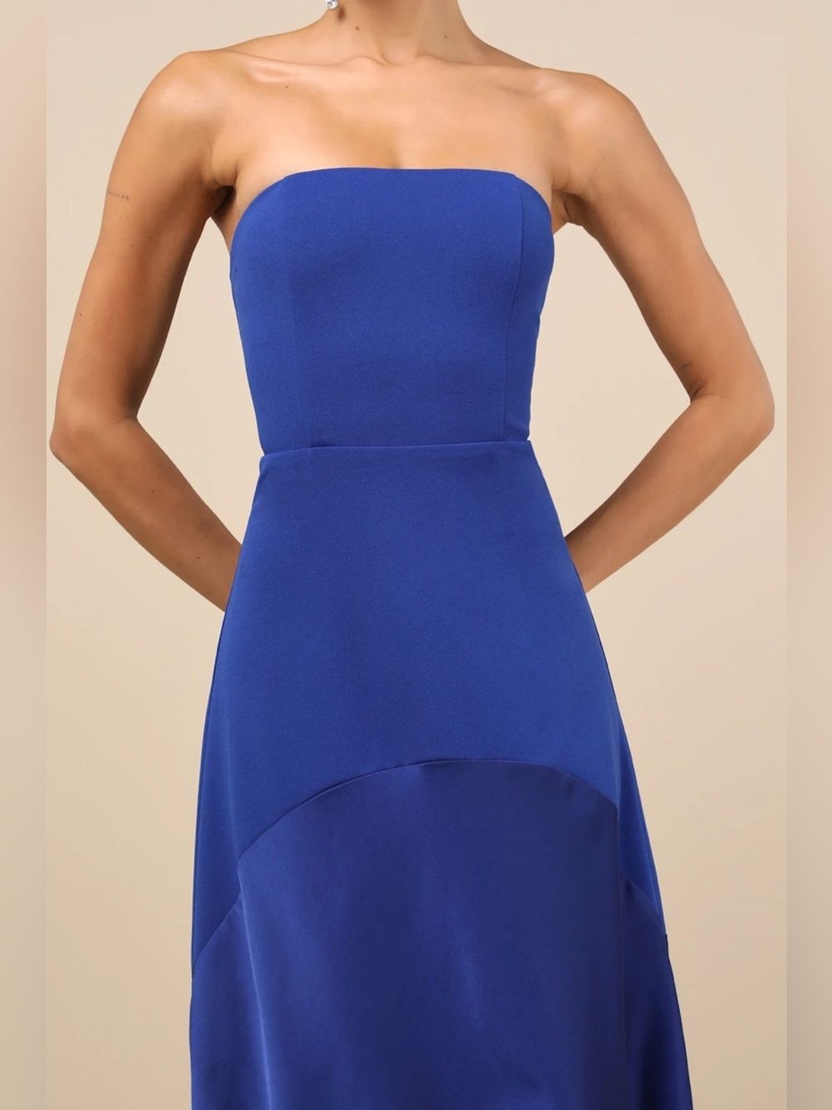 Lulus Compelling Style Royal Blue Strapless A-Line Maxi Dress Size M NWT