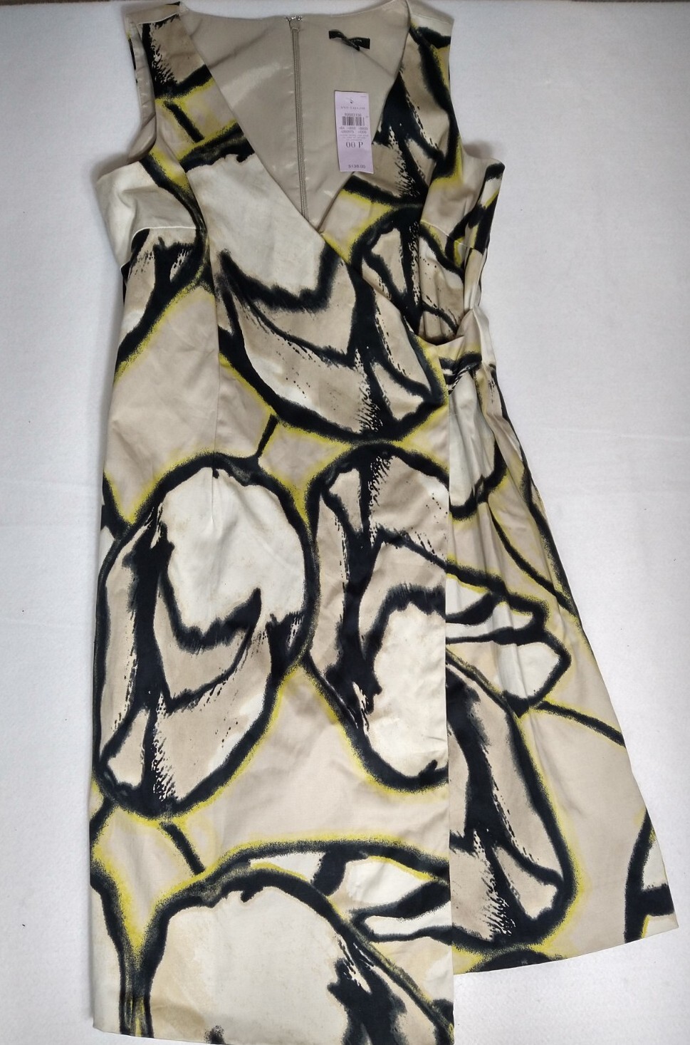 ANN TAYLOR MAD MEN WOMEN WRAP DRESS COCKTAIL FLORAL YELLOW VINTAGE STYLE SZ 00P