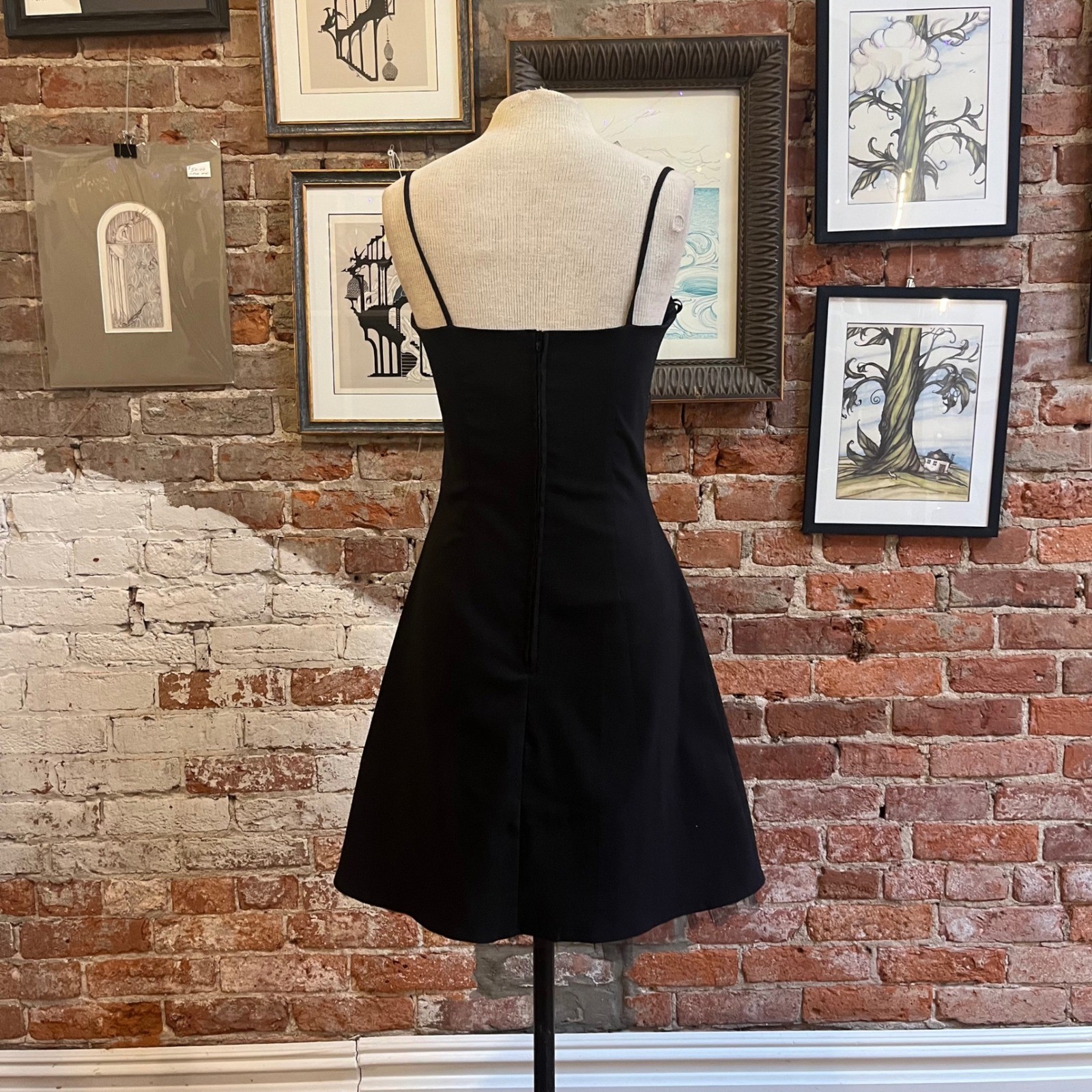 Pulse Y2k Black Pink Ribbon Beaded Empire Waist Mini Dress Tulle Bow – Large