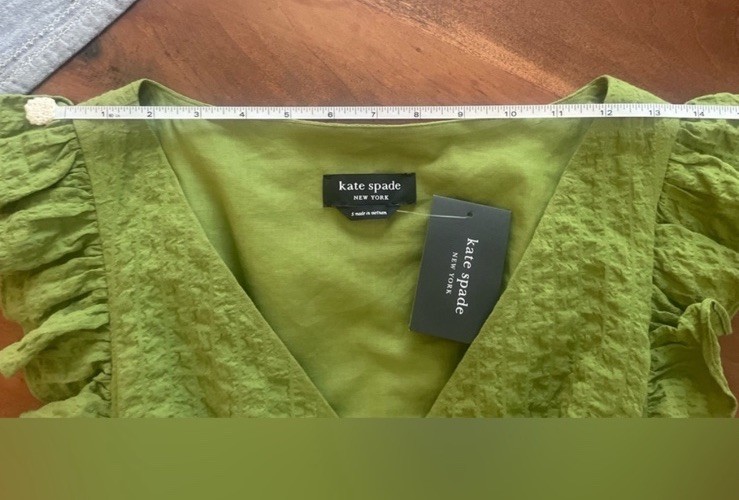 NWT Kate Spade Green Flutter Sleeve Midi Dress Small