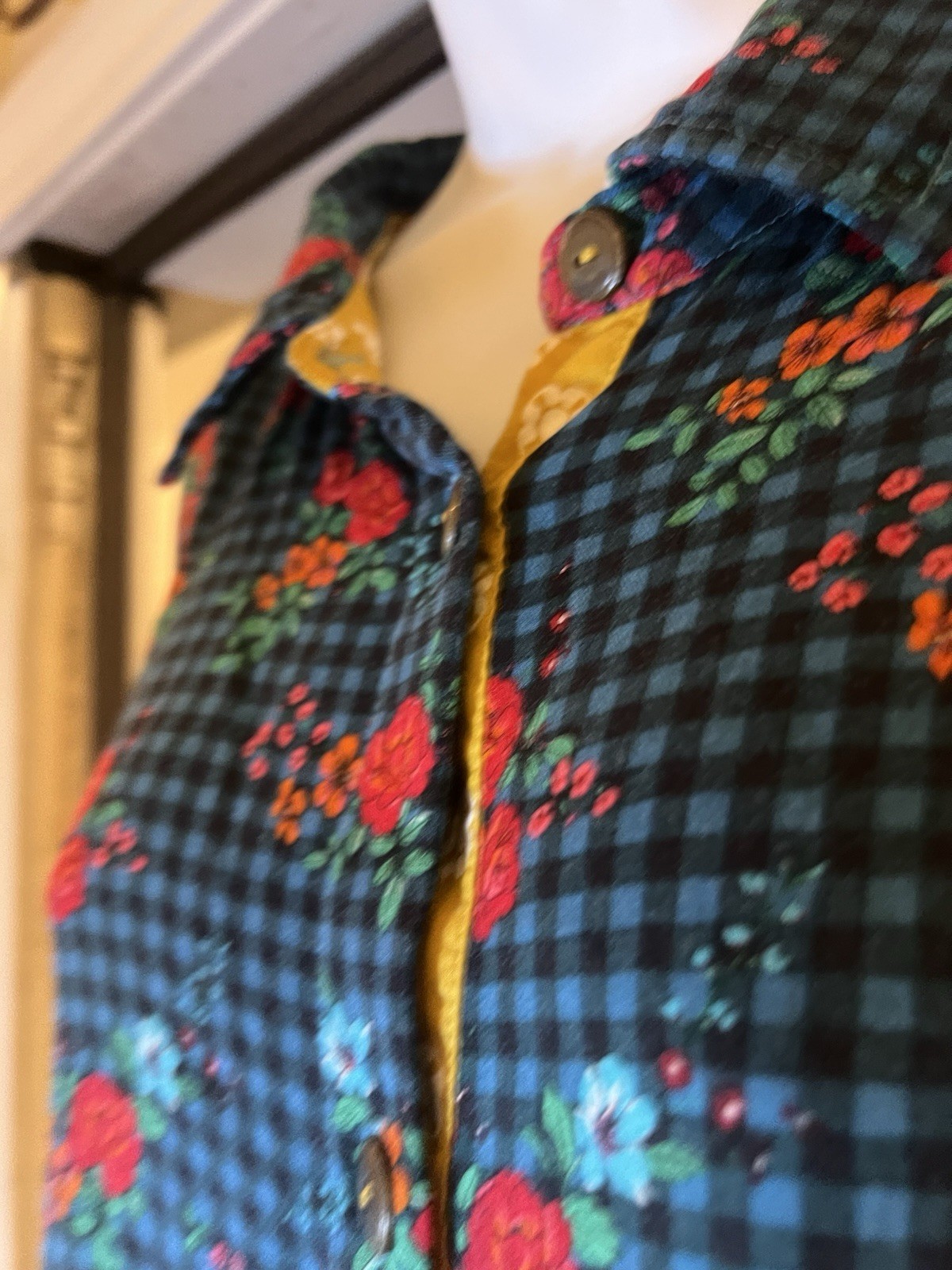 Matilda Jane 2X Floral Gingham Button Tunic Shirt Dress Boho Cottagecore Plus