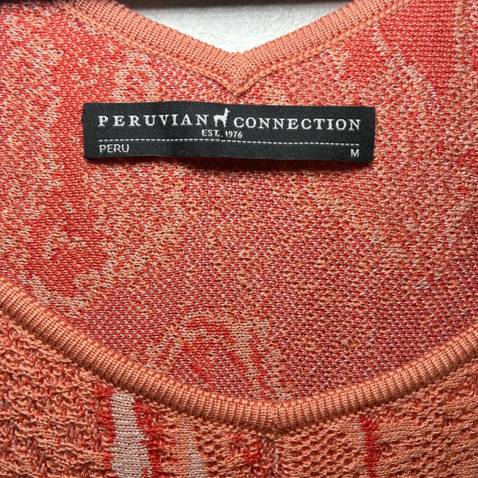Peruvian Connection Jacquard Knit Midi Dress Pima Cotton Boho Coastal Medium