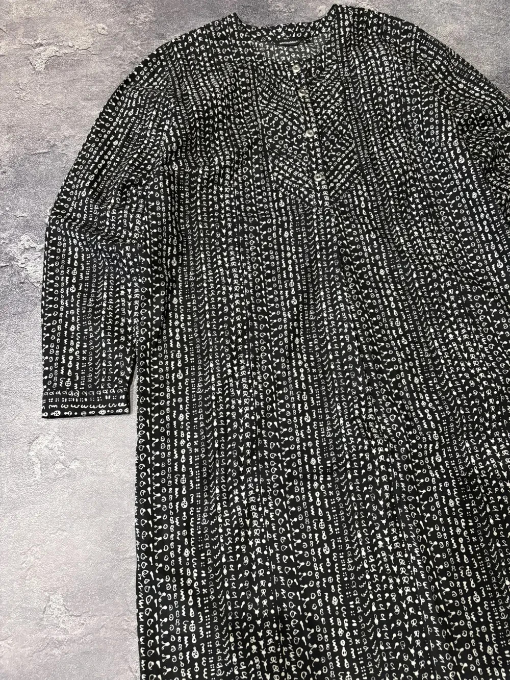 Vintage Marimekko Black/White Abstract Graphic Print Dress Size 38