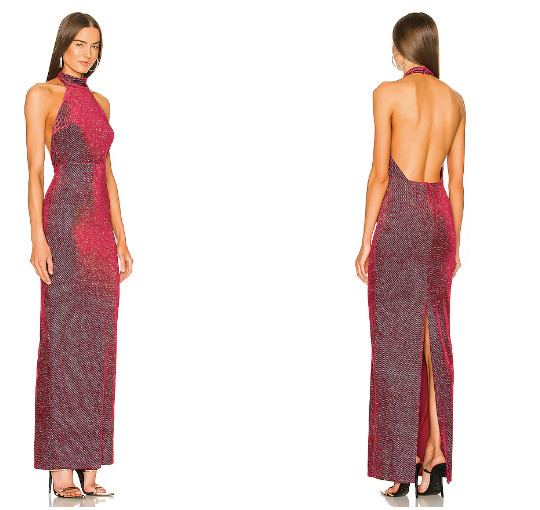 Michael Costello Silvia Maxi Dress in Burgundy (Medium)
