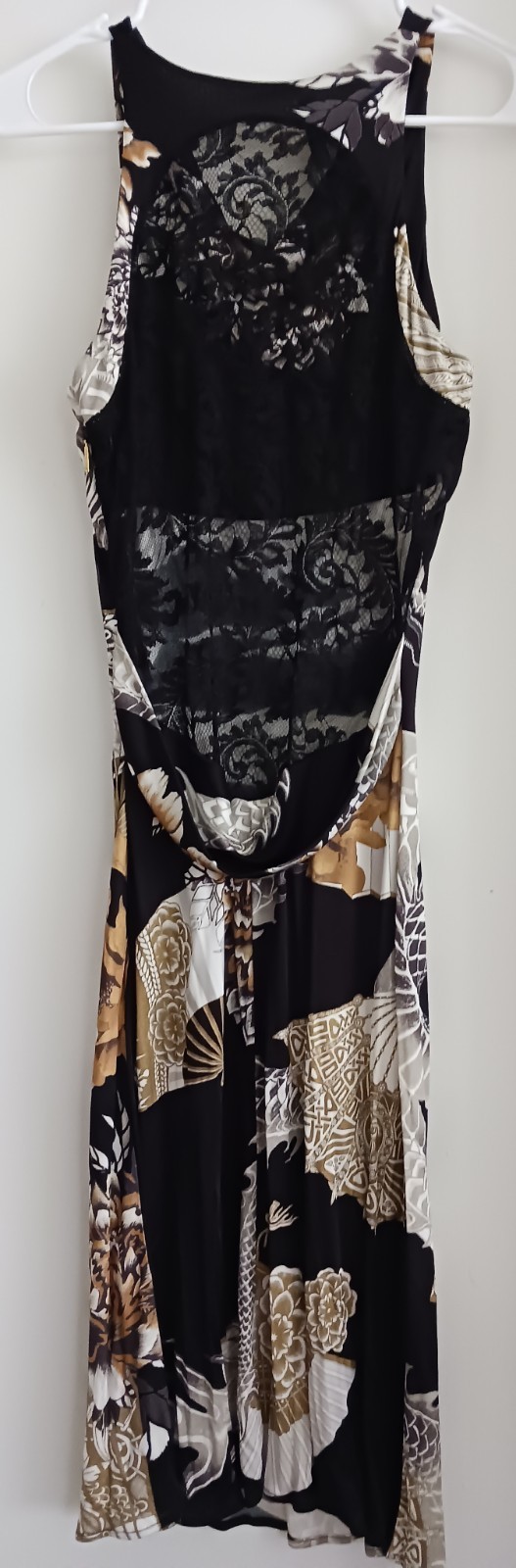 ROBERTO CAVALLI stretch +black Back Lace Dress, Sz IT 46