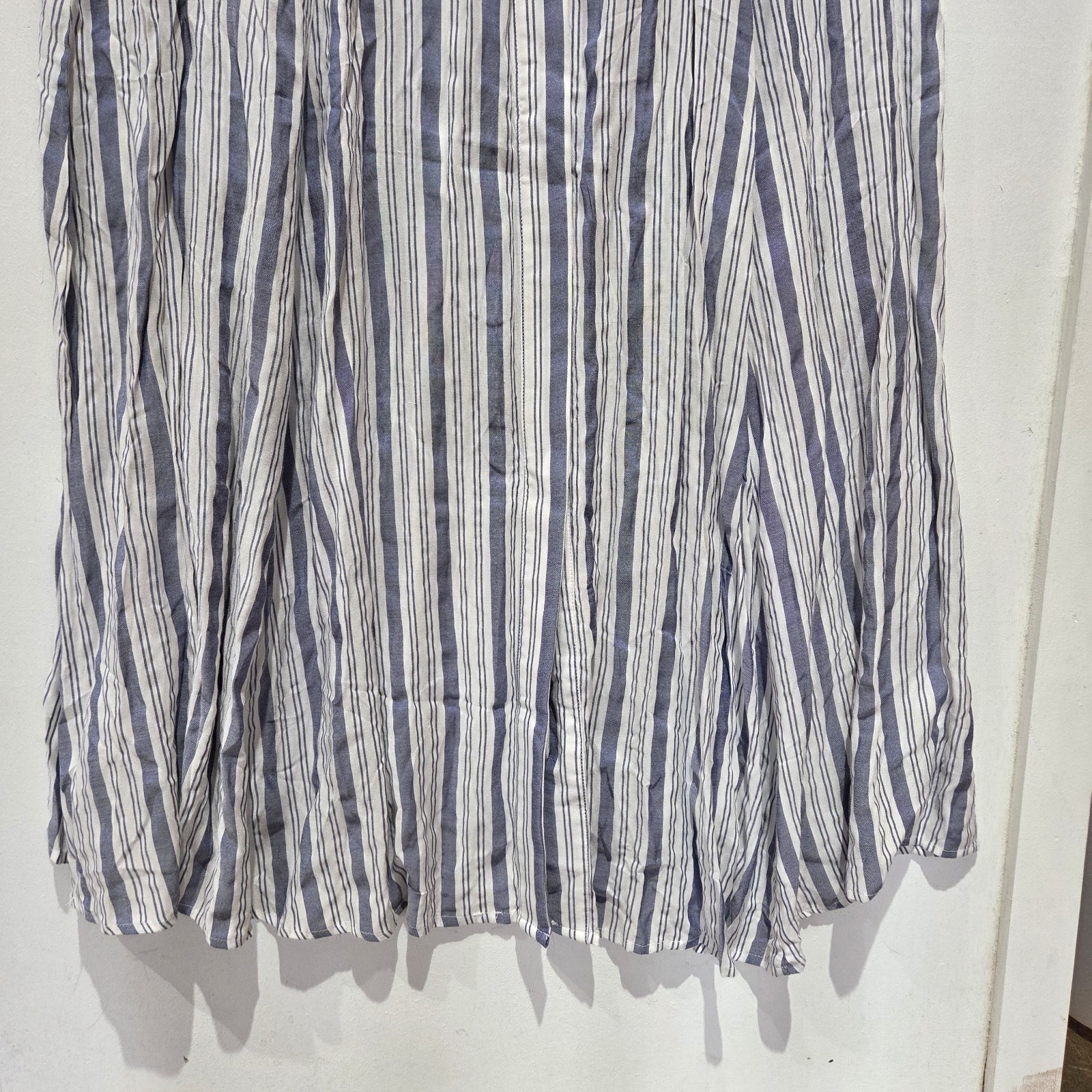Button Down Dress Blue Stripe Size Large Nwt Short Sleeve By Suzanne Betro