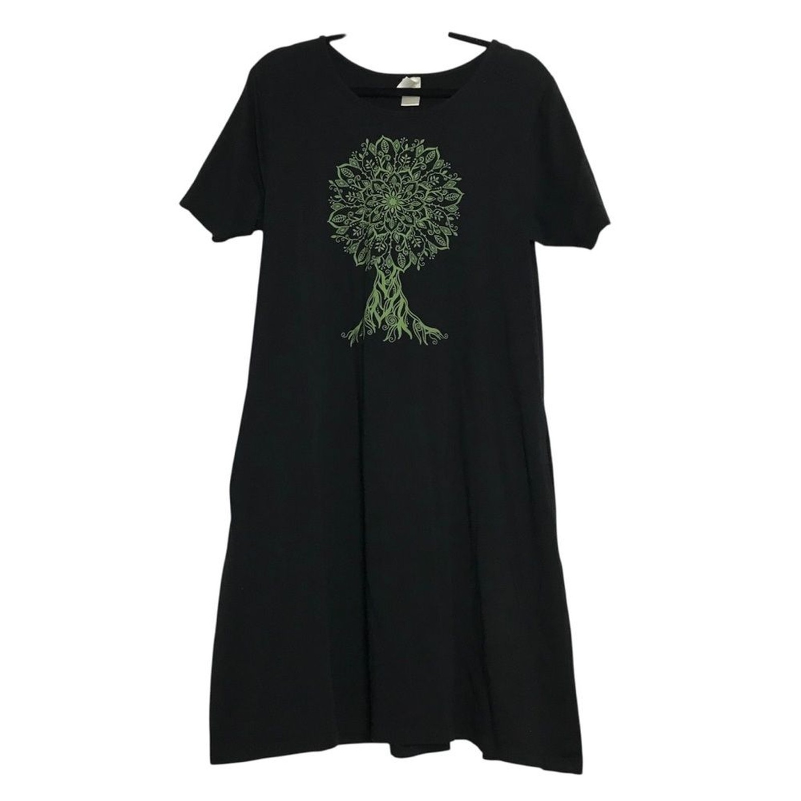 Soul Flower Mandala Tree Organic Cotton Shift Dress Womens Size XL Boho Hippie