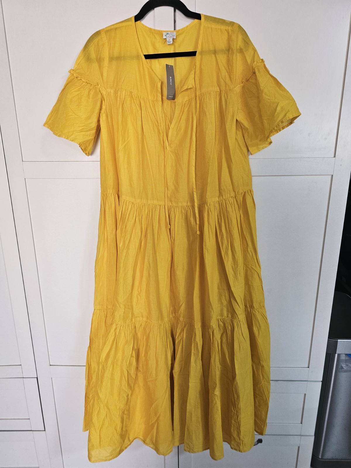 Vintage J Crew Original Beachwear Tiered Dress Tunic Popover Gold XS 19″ Pit Nwt