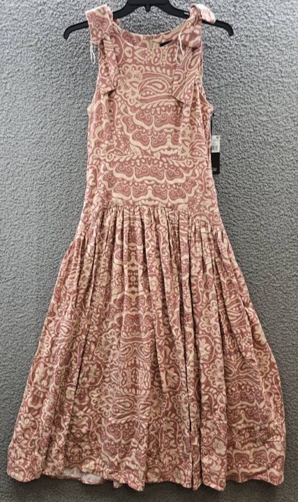 CeCe Linen Blend Sleeveless High-Low Maxi Dress Women’s S Mocha Back Zip Closure