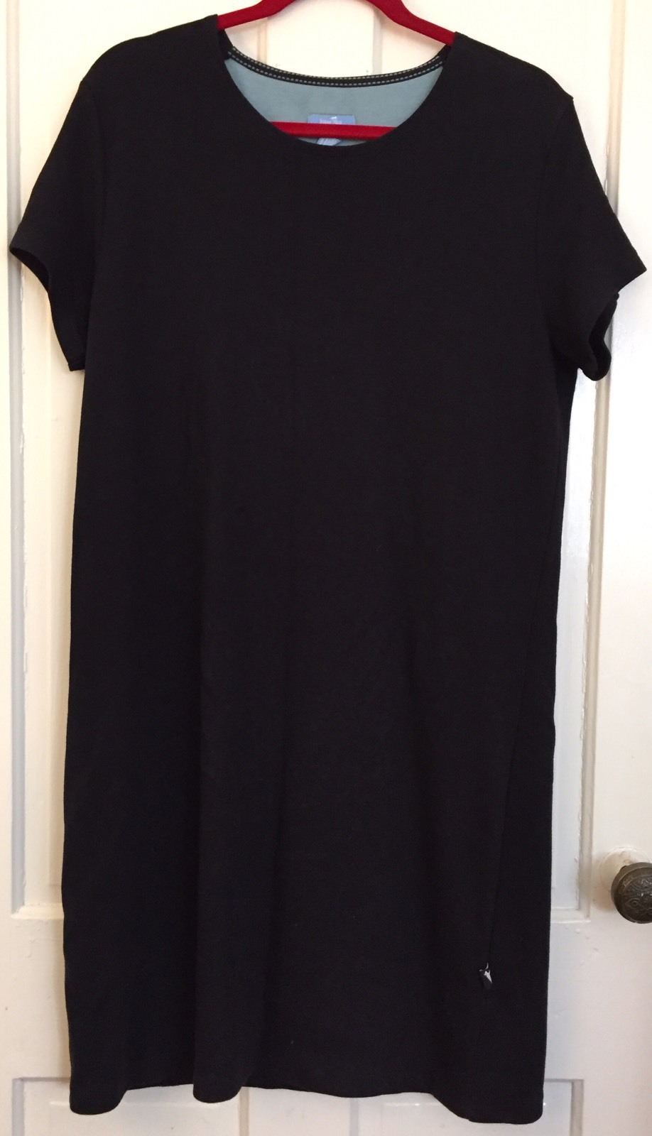 HORNY TOAD Simple Black Short Sleeve Soft Knit Dress Inside Pocket Womens Size L