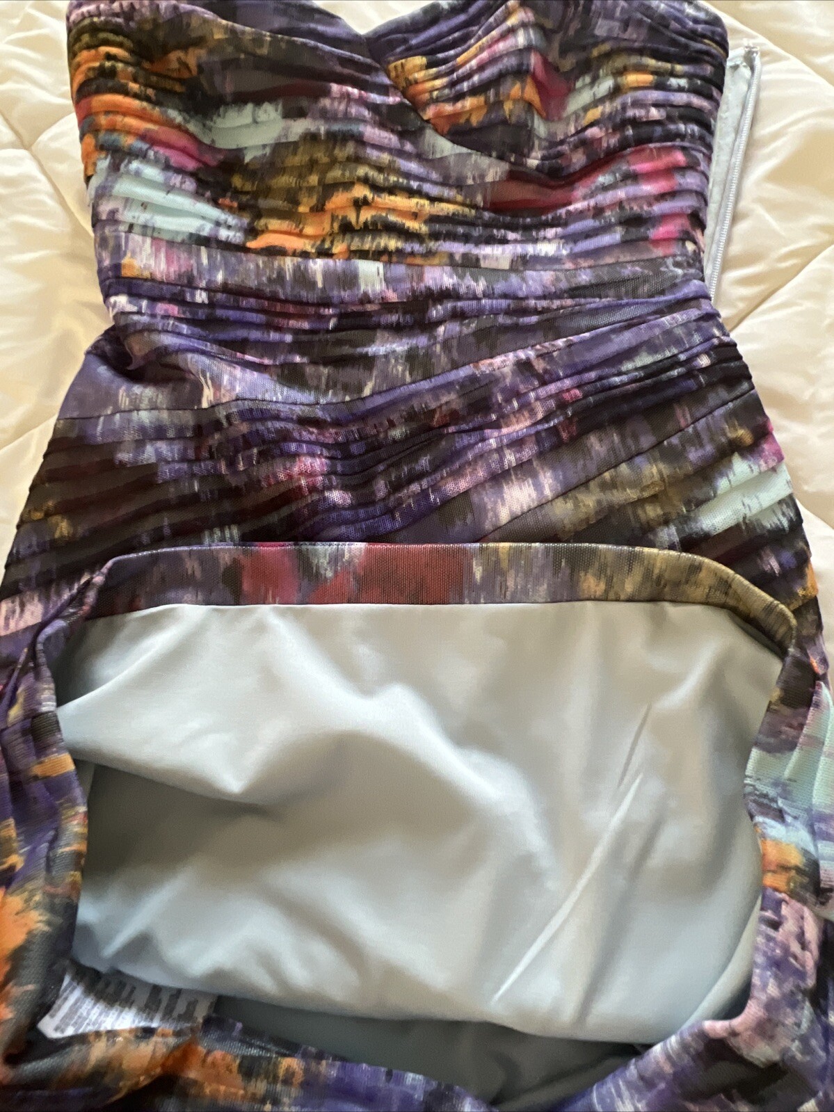 BCBG MAXAZRIA Kameron Strapless Pleated Cocktail Mini Dress In Purple Blue Siz 0