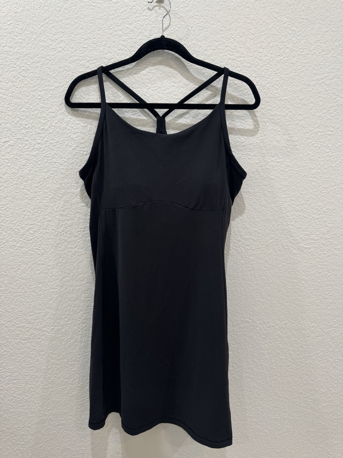 Athleta Black Racerback Athletic Dress XL Built In Bra Sleeveless Active Flare