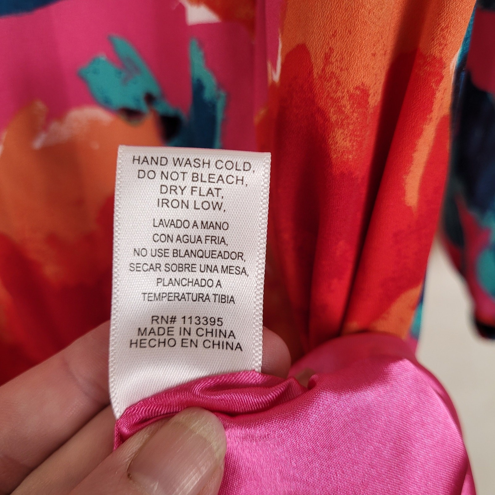 New En Creme Brielle magenta floral long sleeve side slit vneck maxi dress large