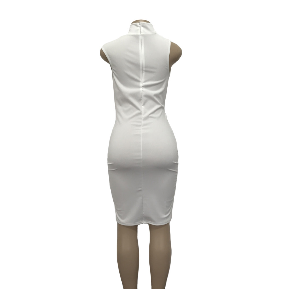 White DAZZLING Sleeveless SLIT SLINKY Midi DRESS Sexy Party Skirt Bodycon Sling