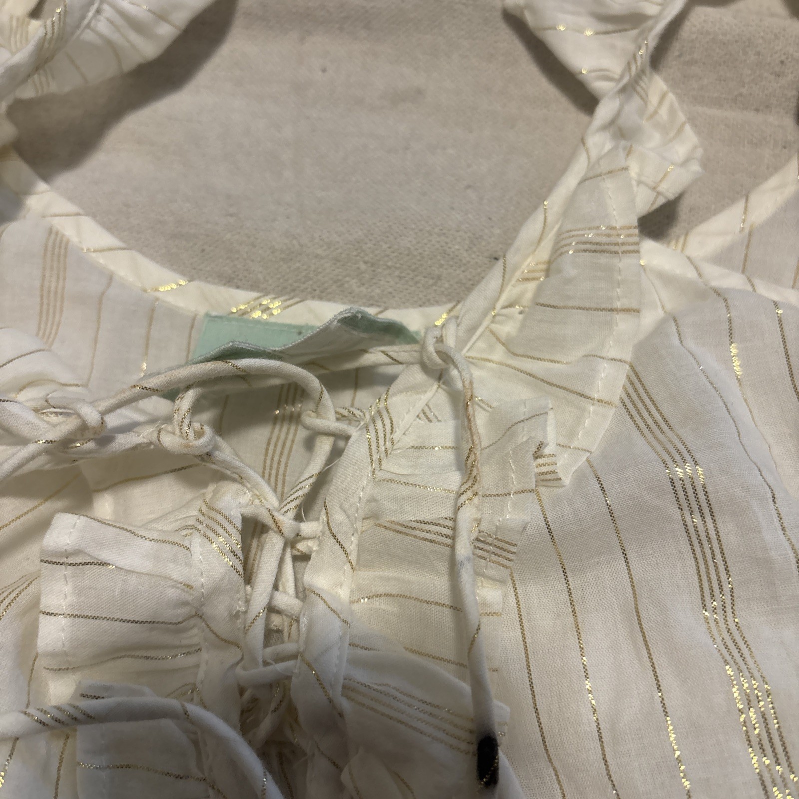 True Destinations Maxi Dress womens Size Medium Ivory Gold Resort Wear