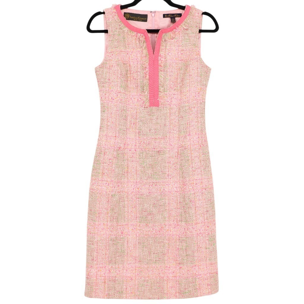 Brooks Brothers Lanificio Campore Italian Women’s Pink Tweed Sheath Dress Size 2