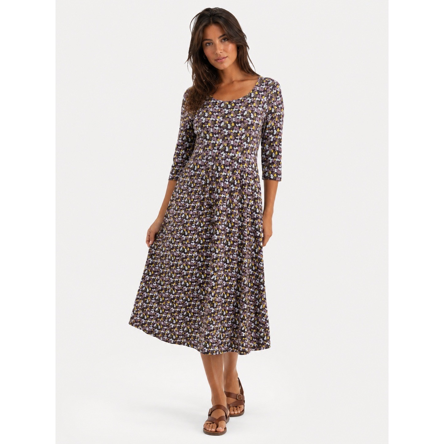 Seasalt Cornwall Veronica Floral Organic Cotton Midi Dress Violet 6 NWOT New