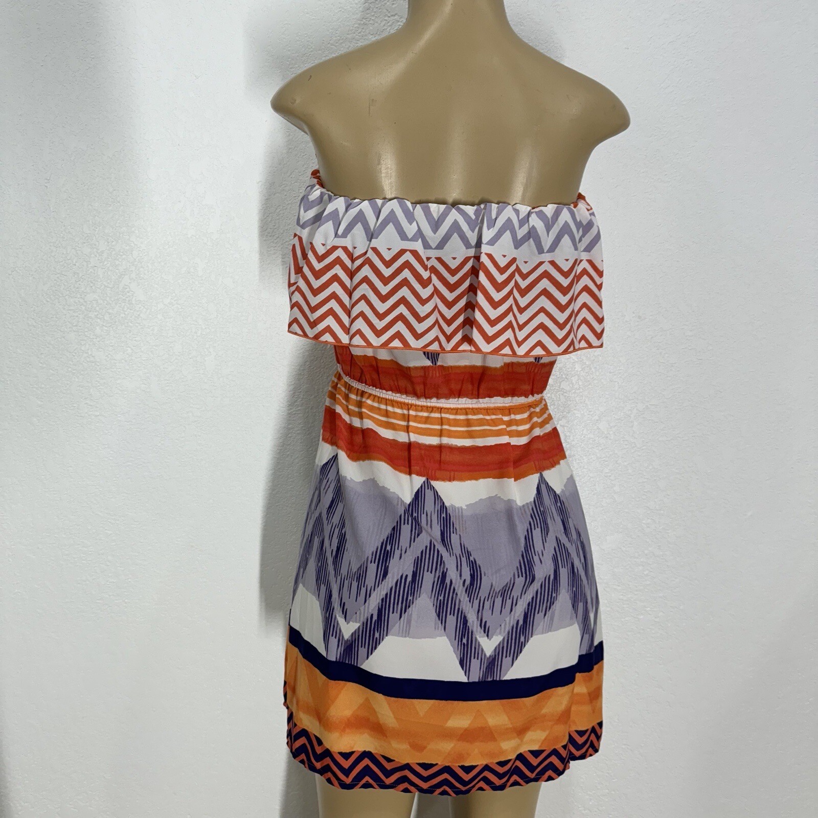 GLAM Polyester Light Weight Off The Shoulder Sun Dress Womens Size S Casual New