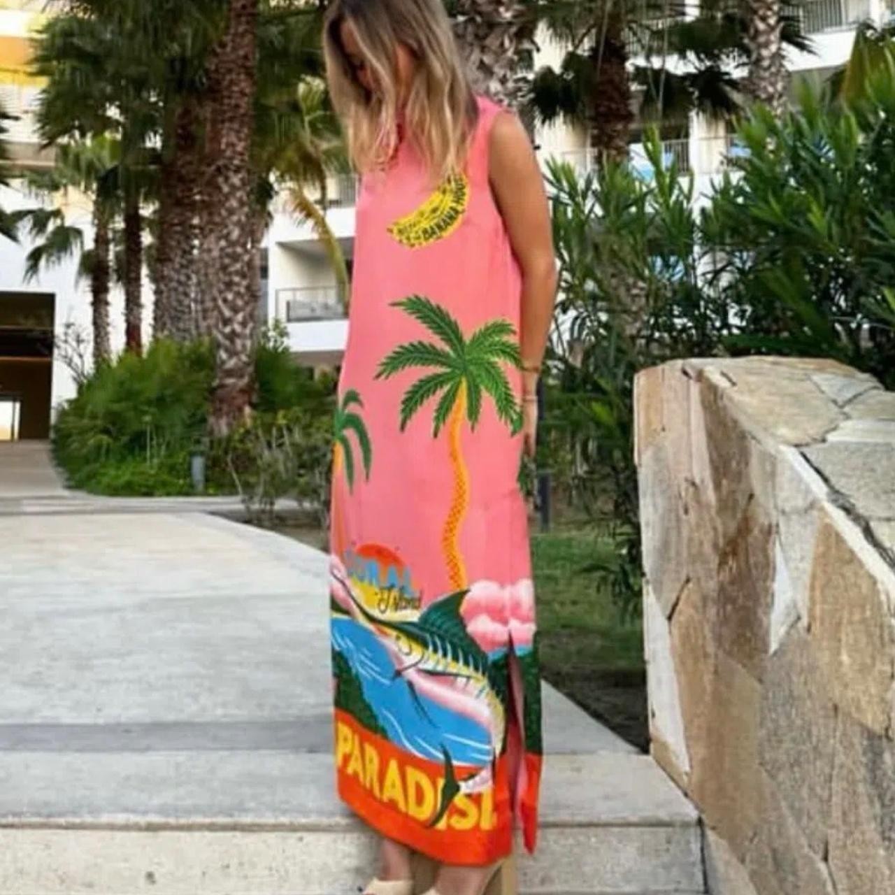Alemais Paradiso Silk Midi Dress Pink Multi Size 10 AU