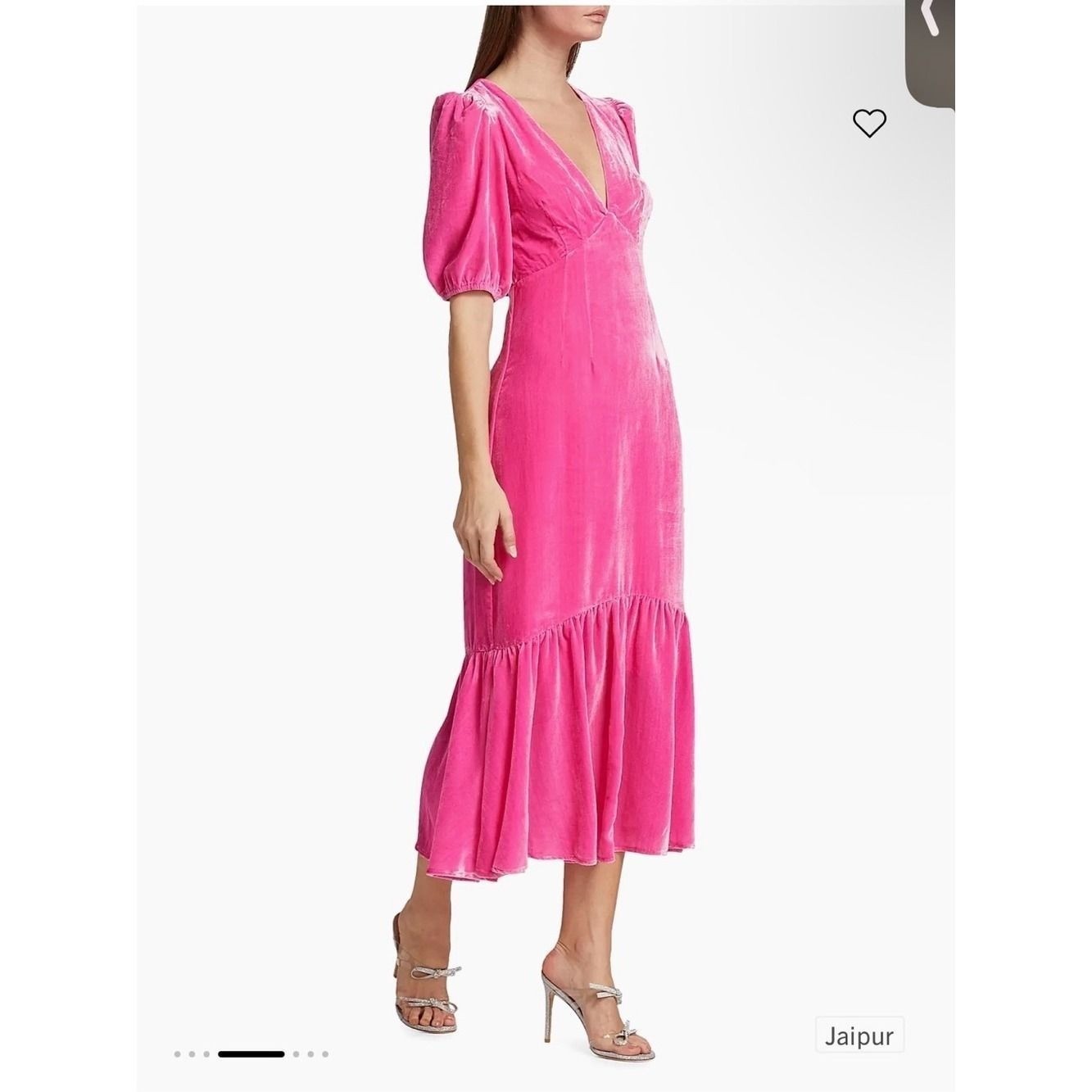 REVOLVE Rhode Jaipur V-Neck Puff Sleeve Midi Dress in Hot Pink