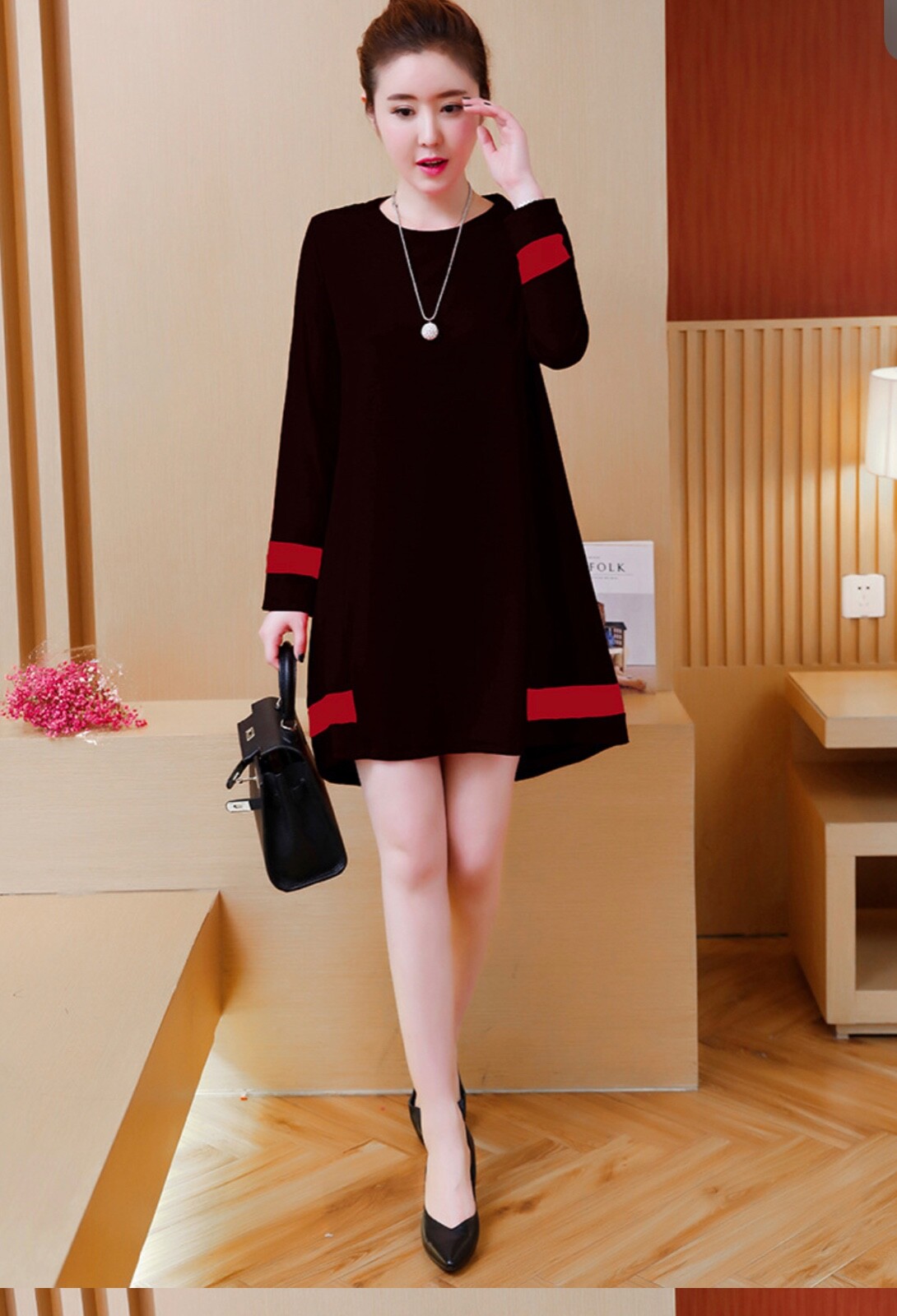 Women Autumn Winter Fashion Loose Dress long Sleeves Leisure Mini Dresses