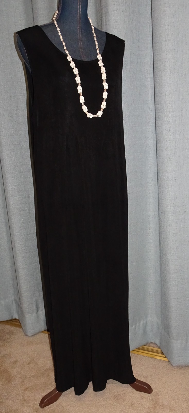 Citiknits Black Slinky Sleeveless Acetate Blend Maxi Travel Dress Size 1X