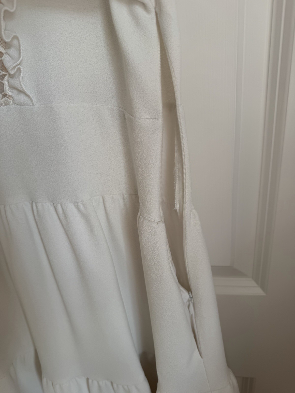 See by Chloe White Floaty Embroidered Mini Dress Designer 36 8