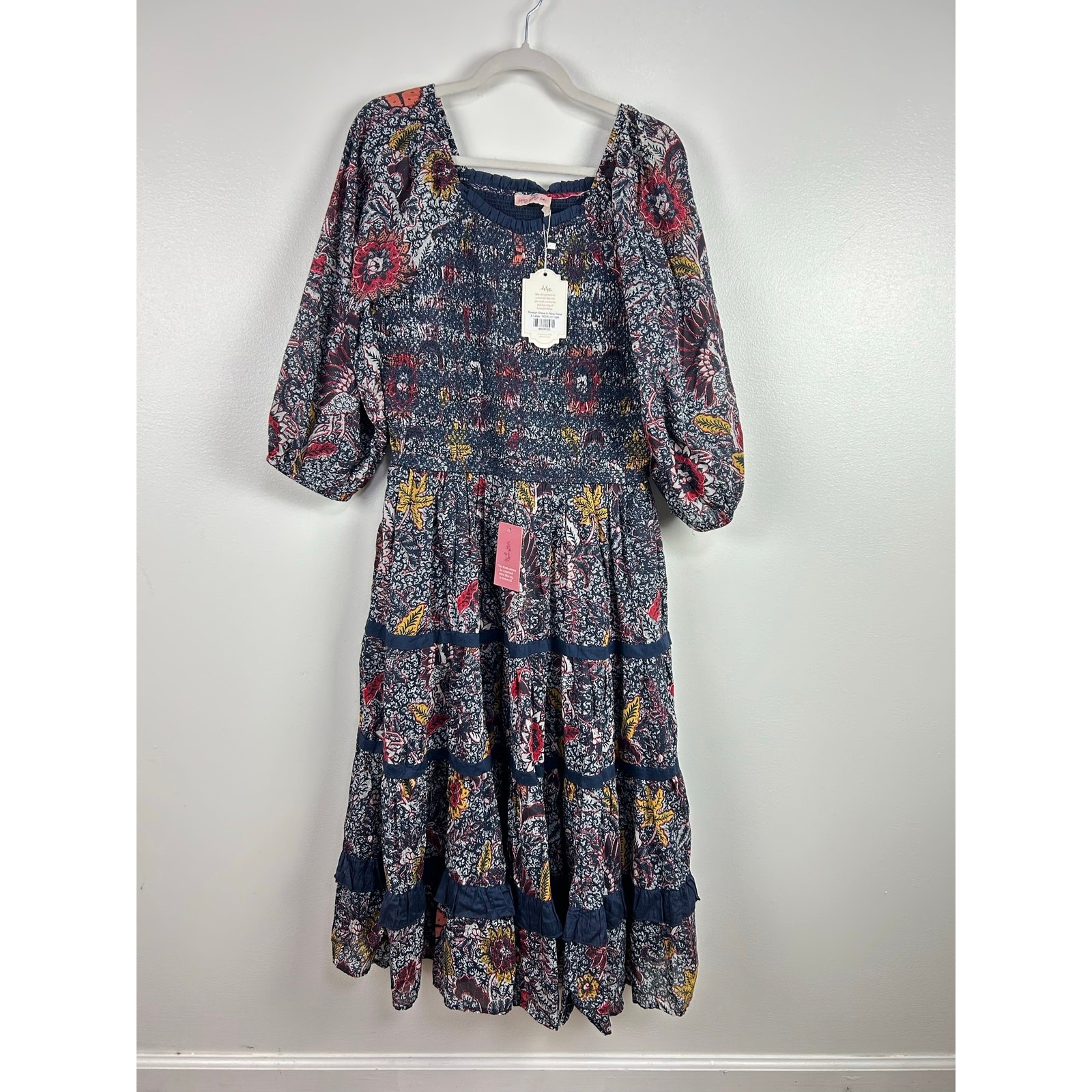 NEW Ivy City Co. Roselyn Dress Navy Floral Size XL Modest
