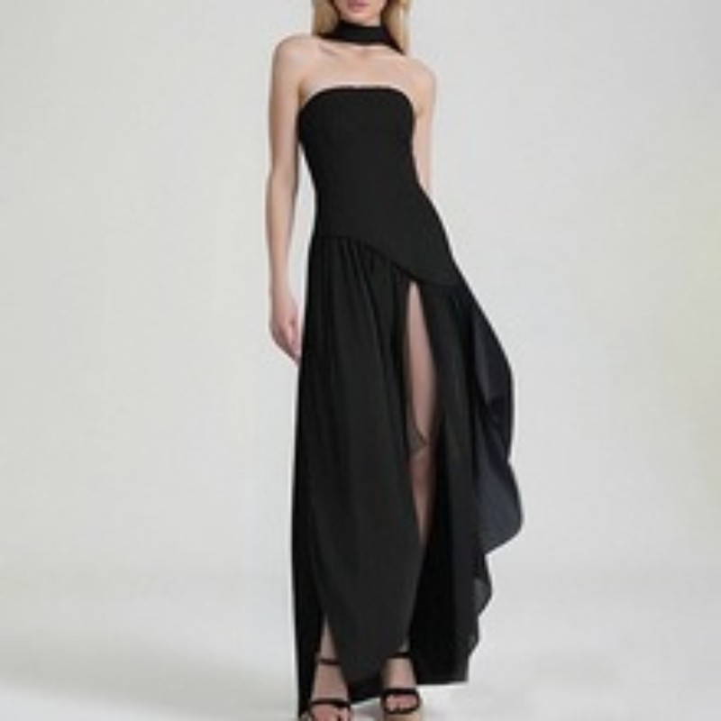 2026 Wholesale Solid Color a Line Sleevele Casual Dress Slim Fitting Lady Dress